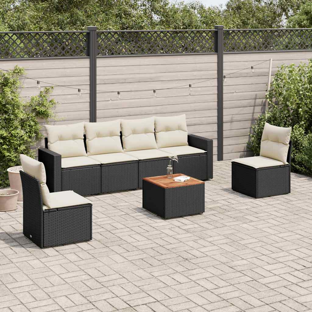 Set Divani da Giardino 7 pz con Cuscini Grigio in Polyrattan