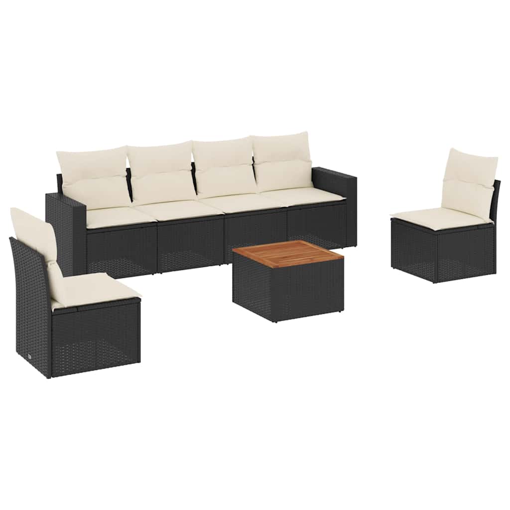 Set Divani da Giardino 7 pz con Cuscini Grigio in Polyrattan - immagine 2