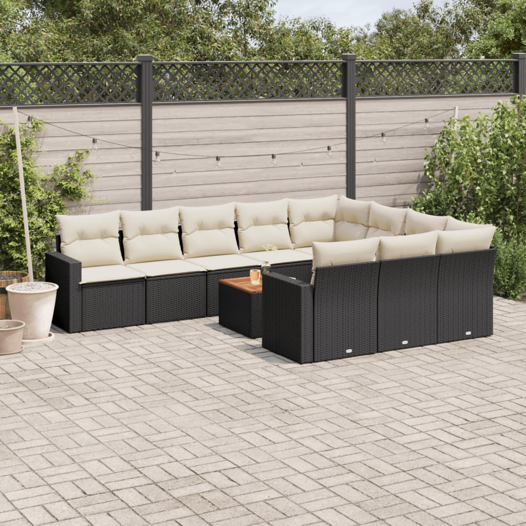 Set Divani da Giardino 11 pz con Cuscini in Polyrattan Grigio