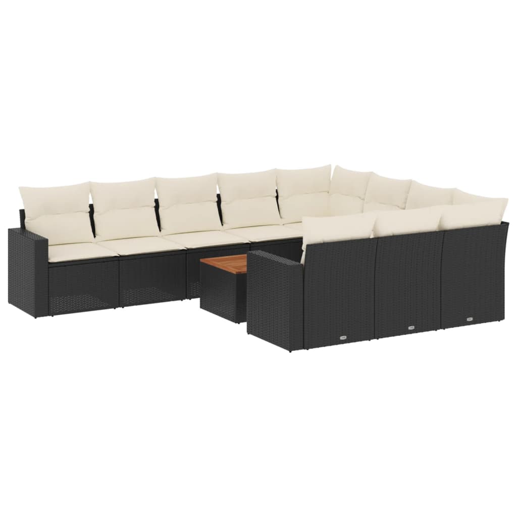 Set Divani da Giardino 11 pz con Cuscini in Polyrattan Grigio - immagine 2