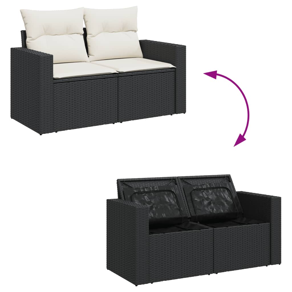 Set Divani da Giardino 11 pz con Cuscini in Polyrattan Grigio - immagine 3