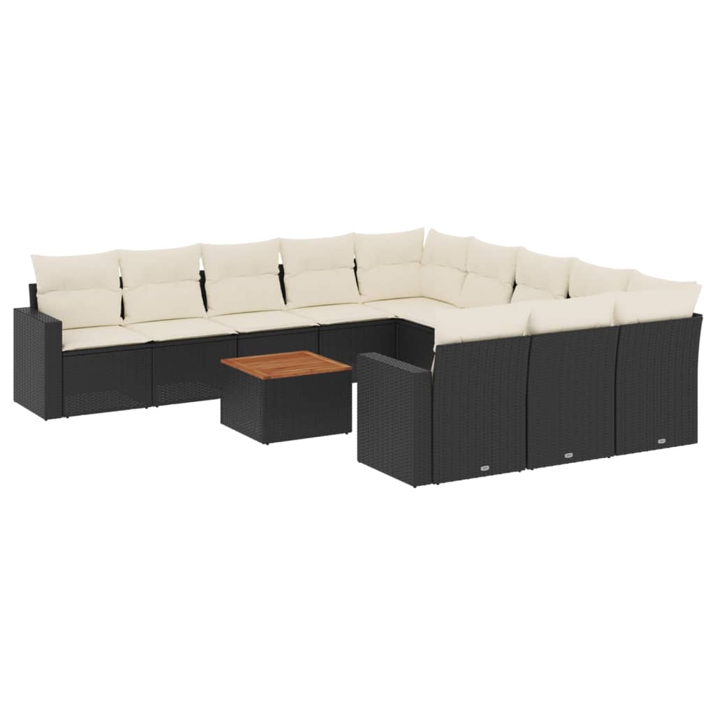 Set Divani da Giardino 12 pz con Cuscini Beige in Polyrattan - immagine 2