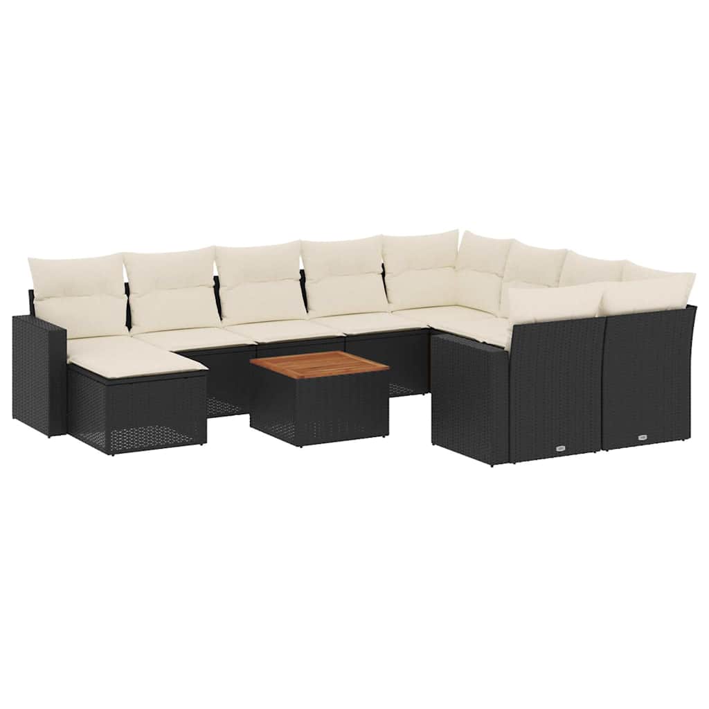 Set Divano da Giardino 11 pz con Cuscini Beige Misto Polyrattan - immagine 2