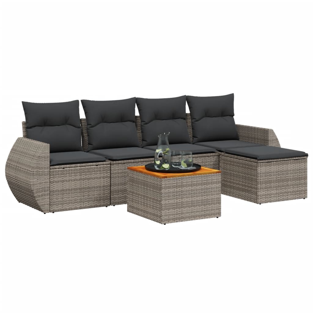 Set Divano da Giardino 6 pz con Cuscini Beige in Polyrattan - immagine 2