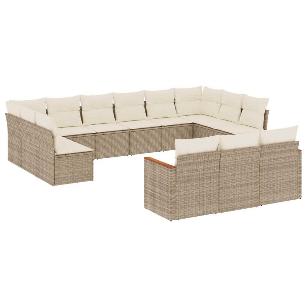 Set Divani da Giardino 14pz con Cuscini in Polyrattan Nero - immagine 2