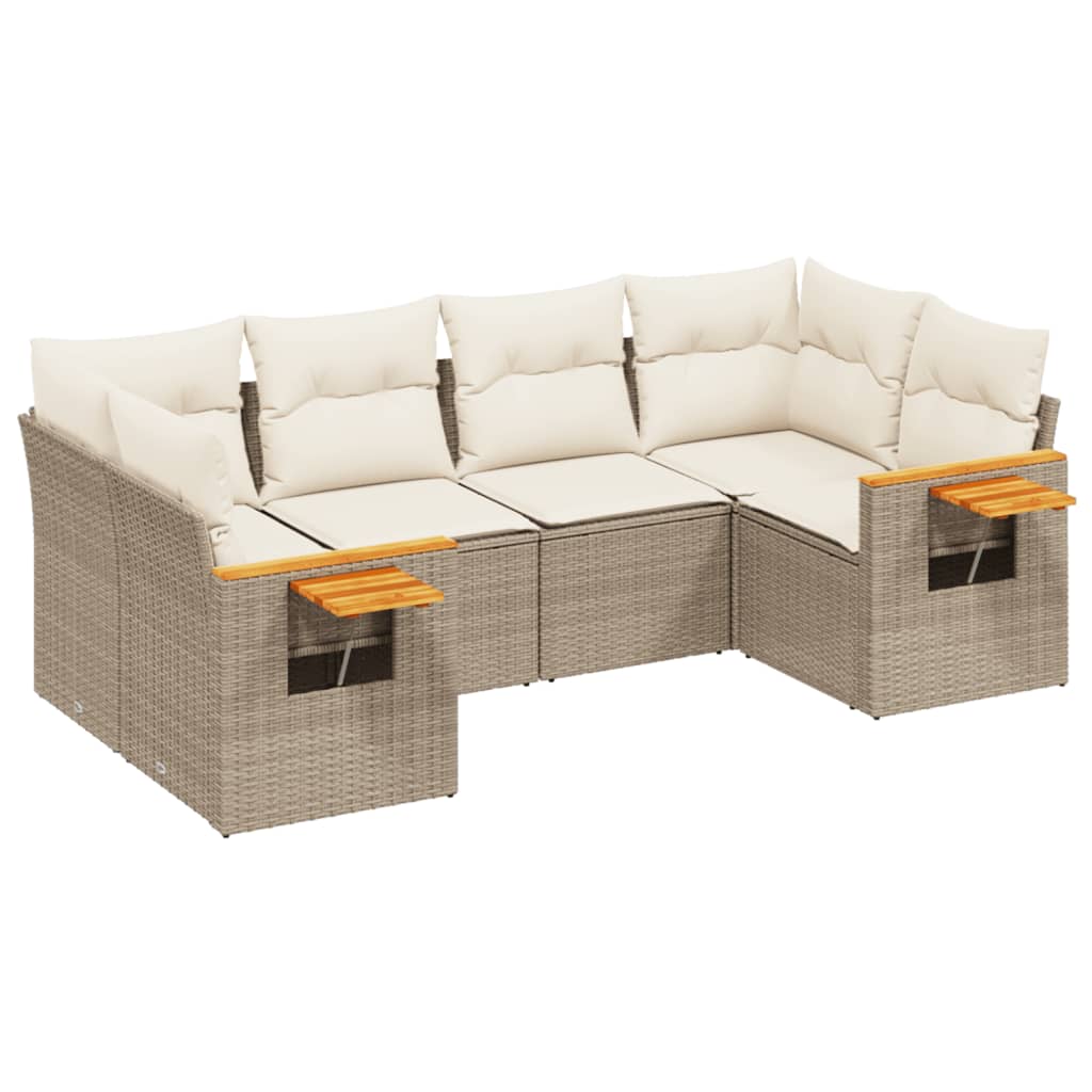 Set Divano da Giardino 6 pz con Cuscini Beige in Polyrattan - immagine 2