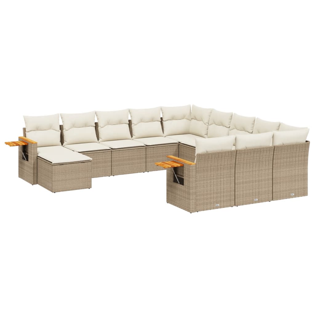 Set Divani da Giardino 11 pz con Cuscini in Polyrattan Nero - immagine 2