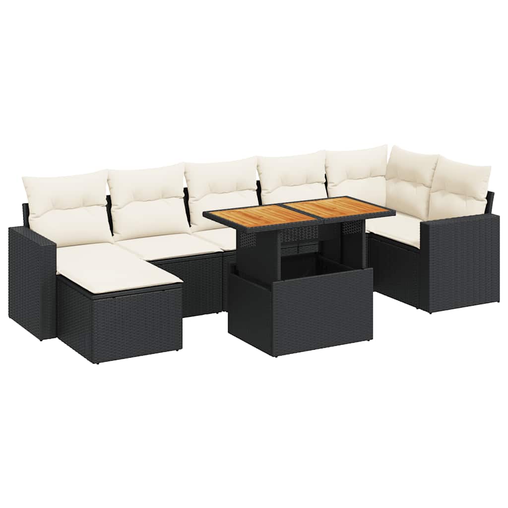 Set Divani da Giardino con Cuscini 8 pz Nero in Polyrattan - immagine 2