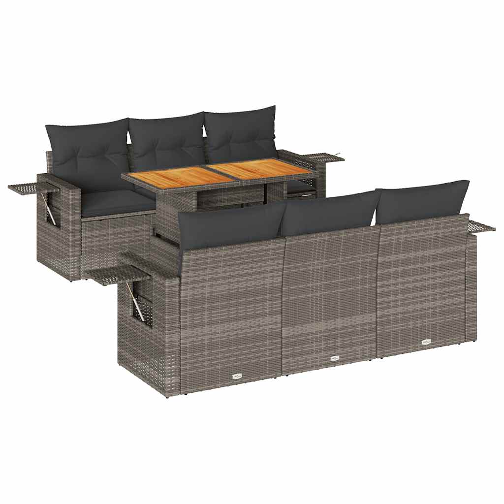 Set Divani da Giardino con Cuscini 7pz Nero Polyrattan - immagine 2