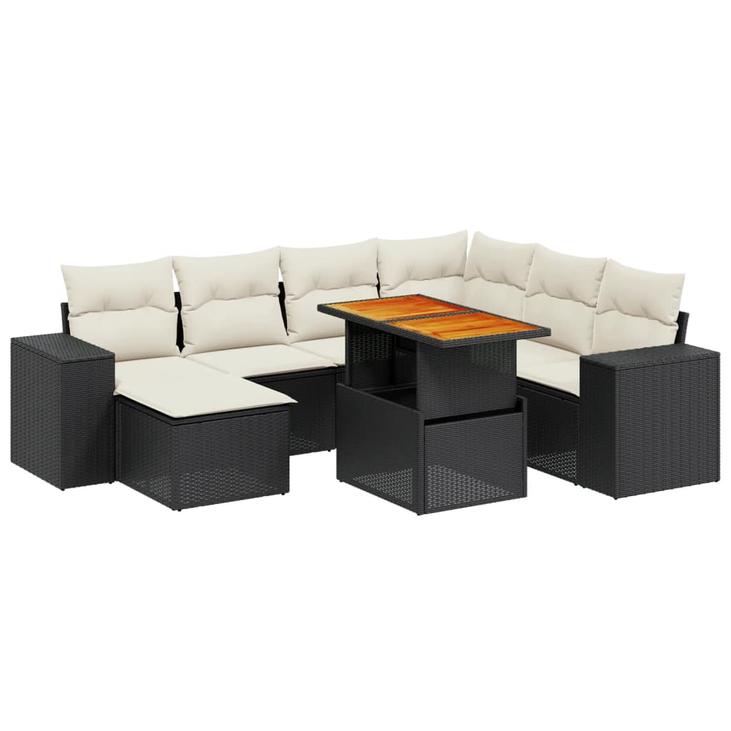 Set Divani da Giardino con Cuscini 8 pz Nero in Polyrattan - immagine 2