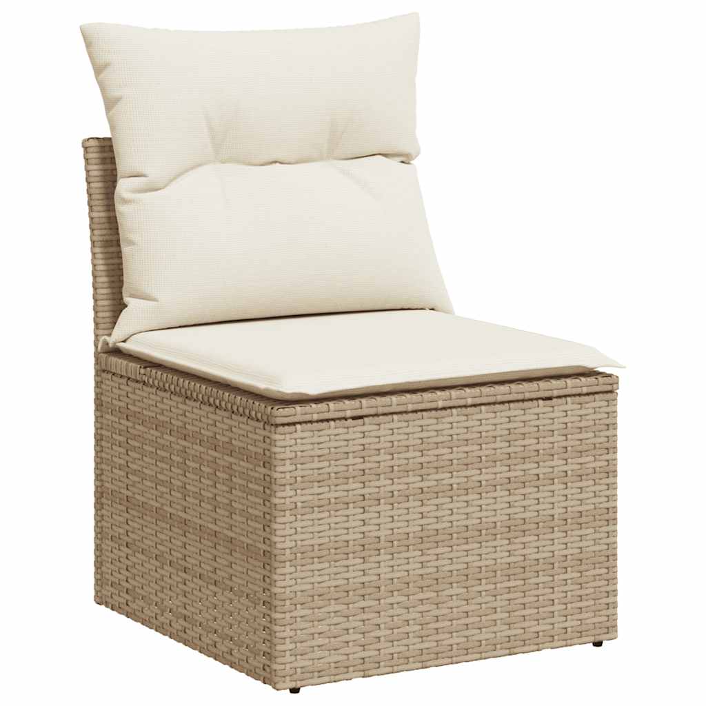 Set Divano da Giardino 6 pz con Cuscini Beige Polyrattan Acacia - immagine 3