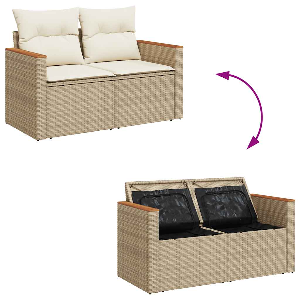 Set Divano da Giardino 6 pz con Cuscini Beige Polyrattan Acacia - immagine 7