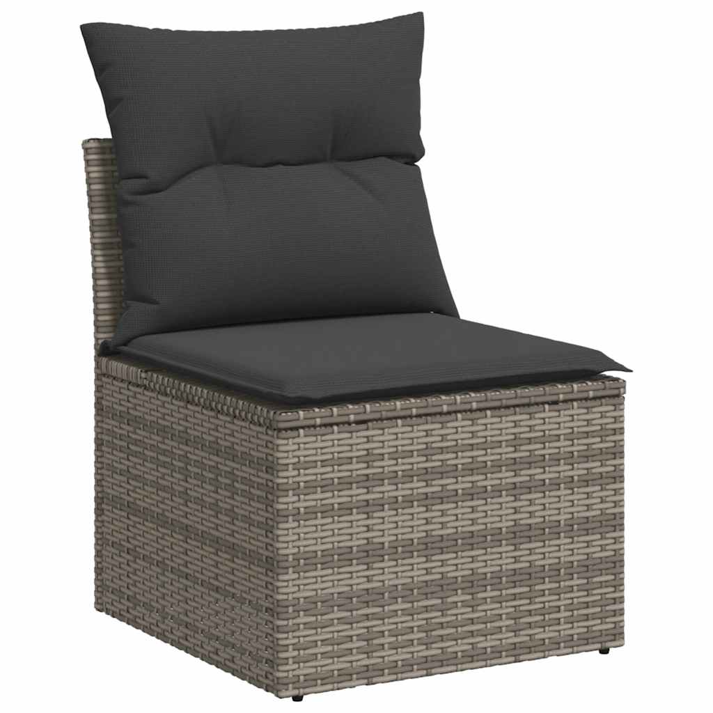 Set Divano da Giardino 6 pz con Cuscini Nero Polyrattan Acacia - immagine 3