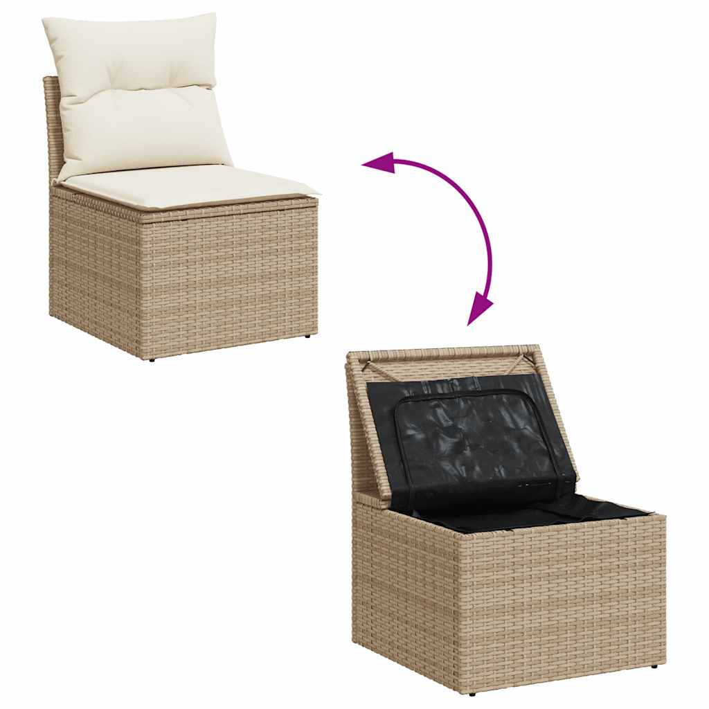 Set Divano da Giardino 8 pz con Cuscini Beige Polyrattan Acacia - immagine 8