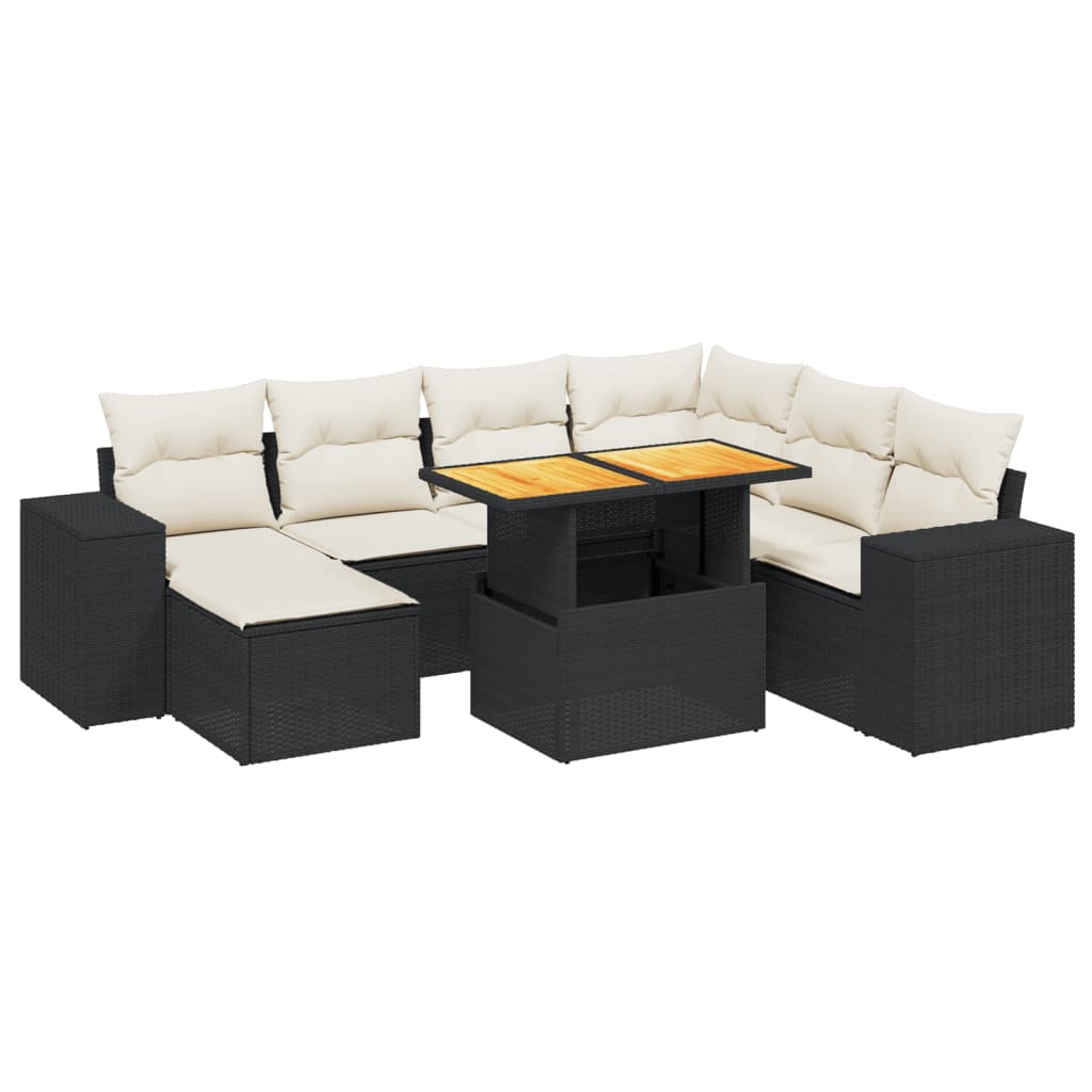 Set Divani da Giardino con Cuscini 8 pz Nero in Polyrattan - immagine 2