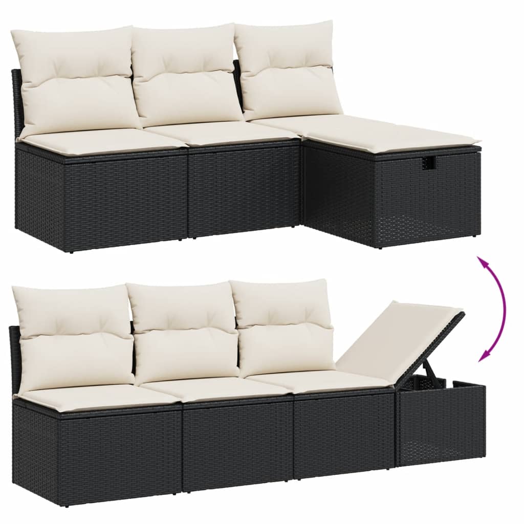 Set Divani da Giardino con Cuscini 8 pz Nero in Polyrattan - immagine 3