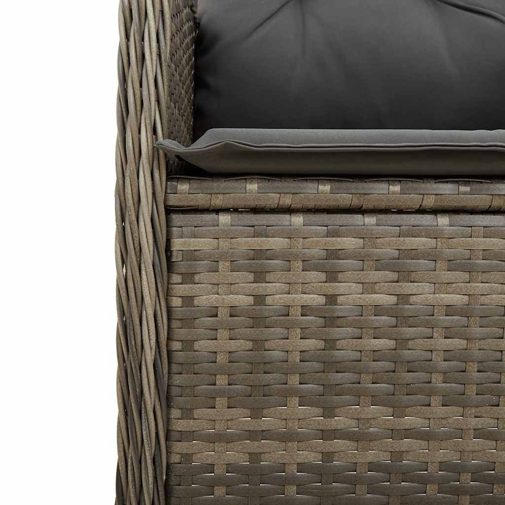 Set Bistrò da Giardino 3 pz con Cuscini in Polyrattan Grigio - immagine 5