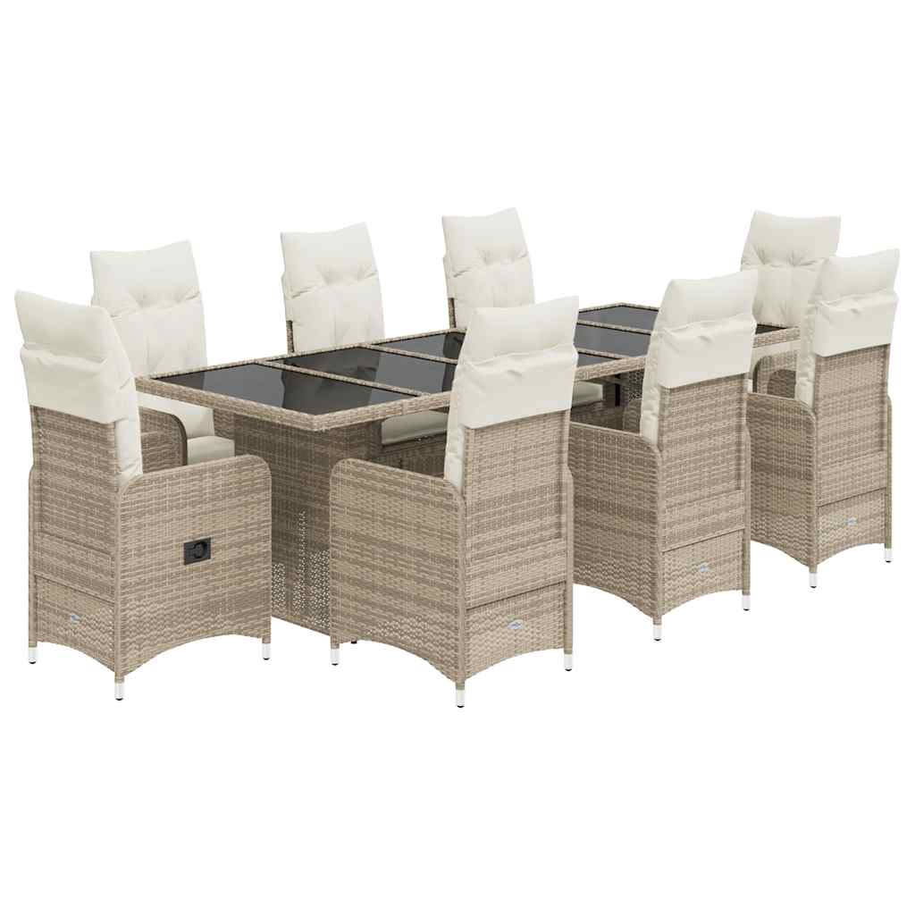 Set Bistrò da Giardino 11 pz con Cuscini in Polyrattan Marrone - immagine 2