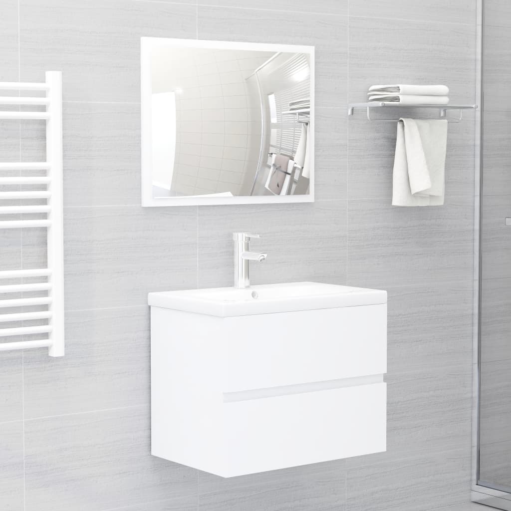 Mobile Lavabo Bianco 60x38,5x45 cm in Legno Multistrato - immagine 3