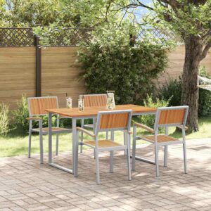 Set da Pranzo per Giardino 5 pcs Grigio e marrone