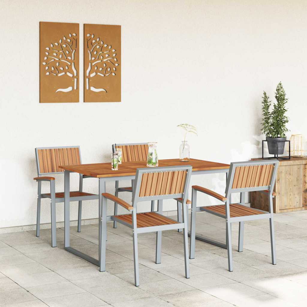 Set da Pranzo per Giardino 5 pcs Grigio e marrone - immagine 4