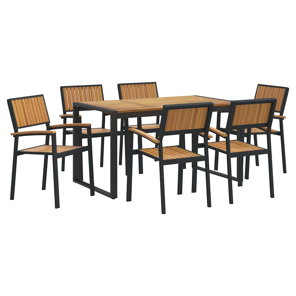 Set da Pranzo per Giardino 7 pcs Grigio e marrone - immagine 2