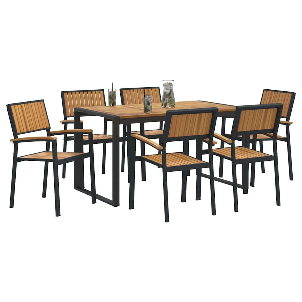 Set da Pranzo per Giardino 7 pcs Grigio e marrone - immagine 3