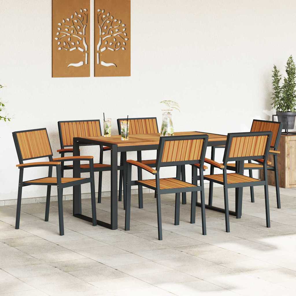 Set da Pranzo per Giardino 7 pcs Grigio e marrone - immagine 4