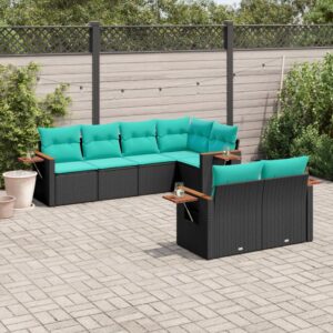 Set Divani da Giardino 7 pz con Cuscini Grigio in Polyrattan