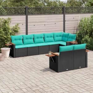 Set Divani da Giardino 9 pz con Cuscini Grigio in Polyrattan