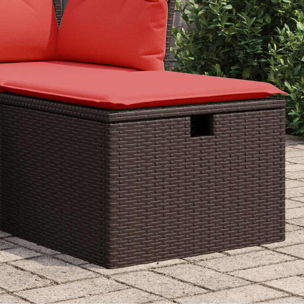 Sgabello da giardino con cuscino marrone 55x55x37 cm in polyrattan - immagine 3