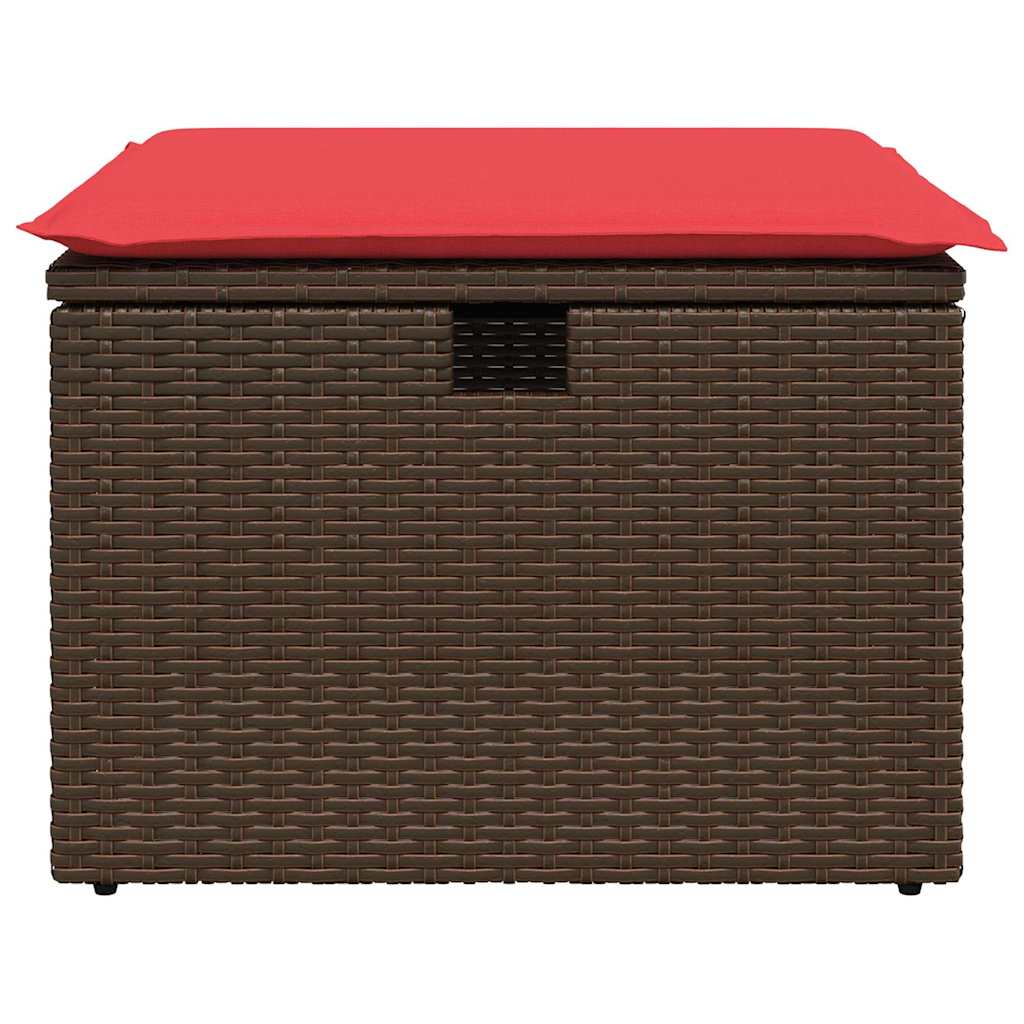 Sgabello da giardino con cuscino marrone 55x55x37 cm in polyrattan - immagine 4