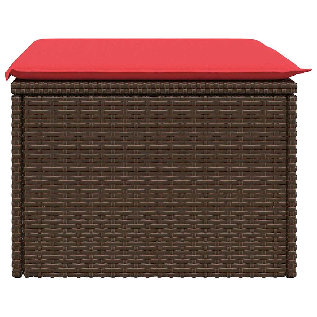 Sgabello da giardino con cuscino marrone 55x55x37 cm in polyrattan - immagine 5