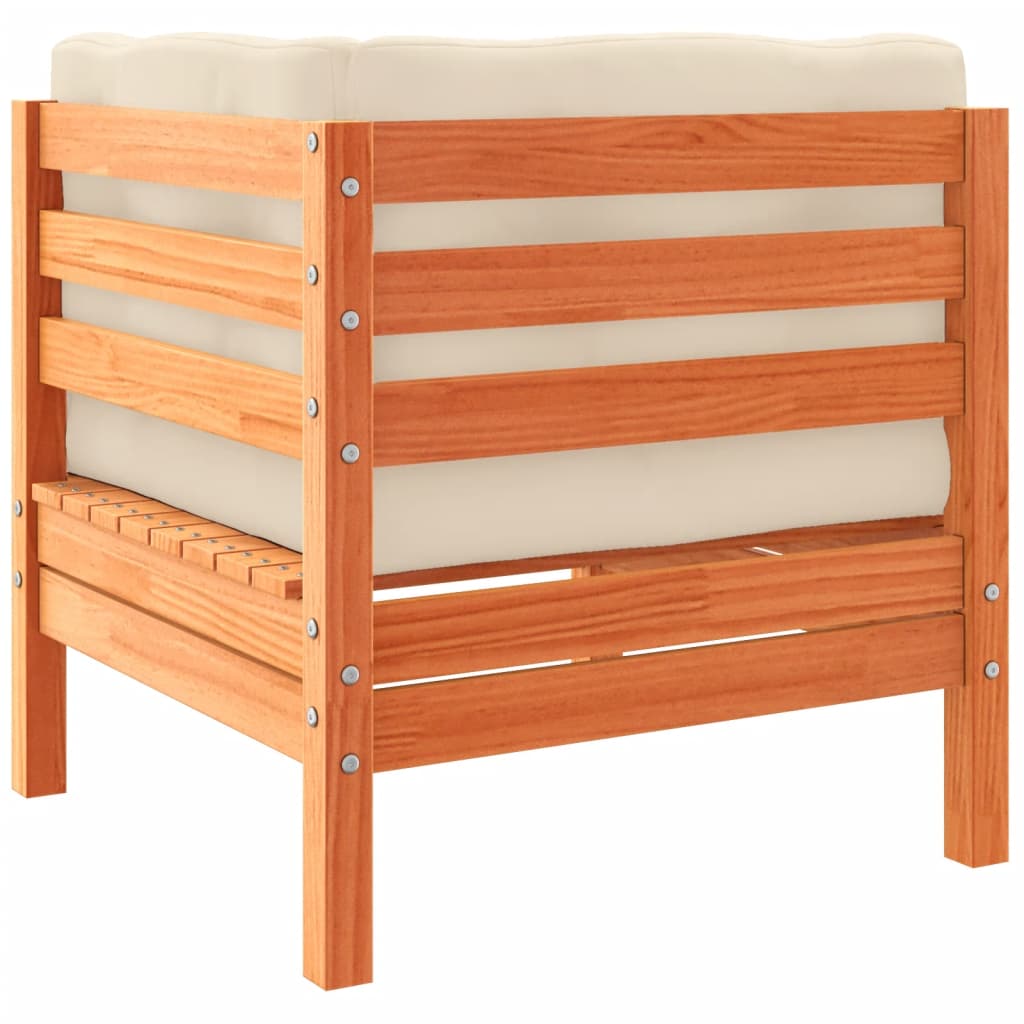 Set Divani Giardino 8 pz con Cuscini Marrone Cera Massello Pino - immagine 6