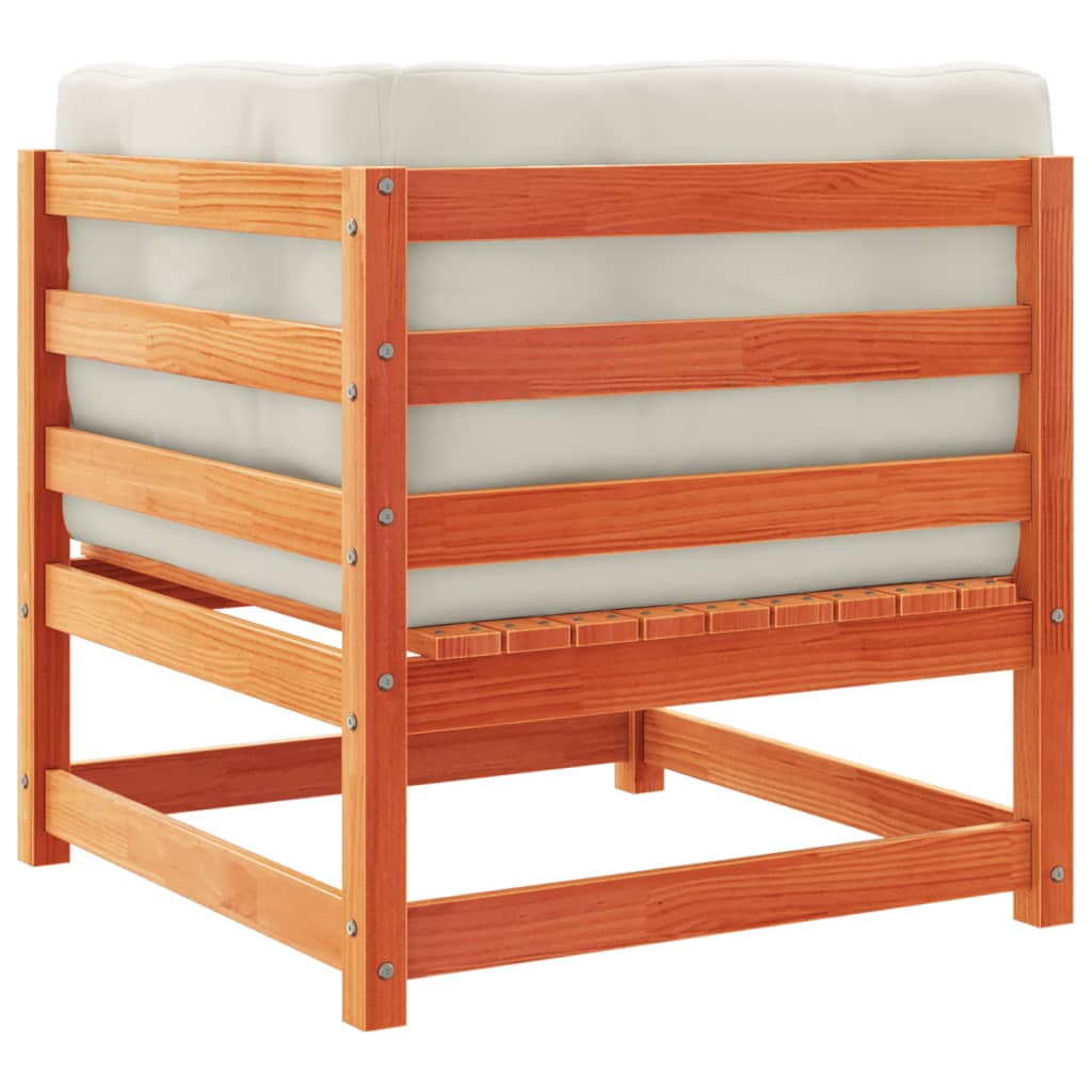 Set Divani Giardino 6pz con Cuscini Marrone Cera Massello Pino - immagine 8