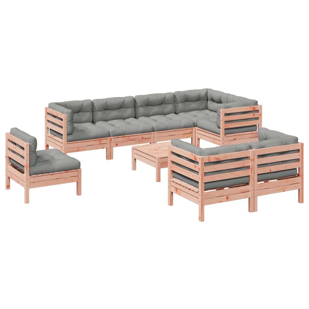 Set Divani Giardino 9 pz Cuscini Legno Massello Abete Douglas - immagine 2