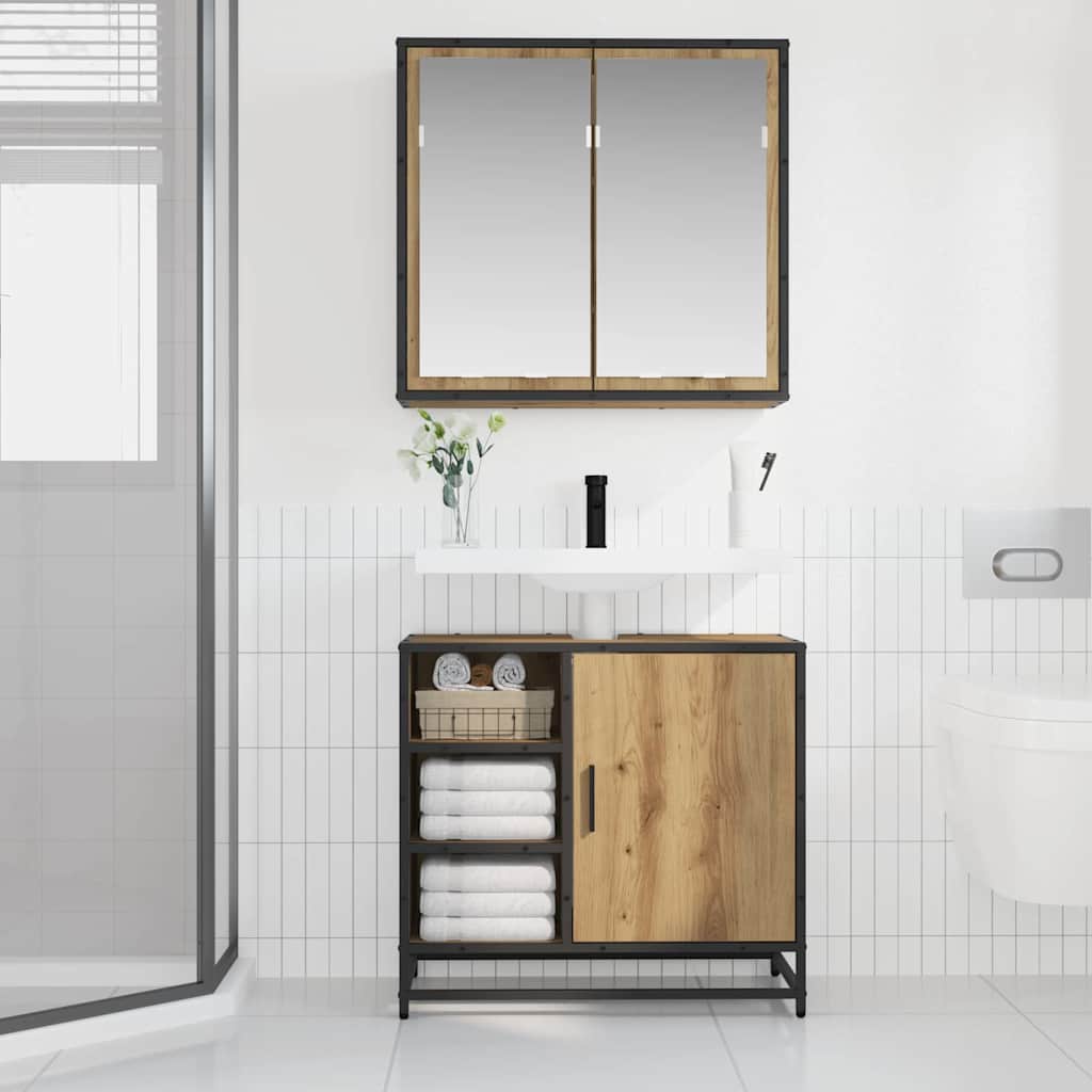 Set Mobili da Bagno 2 pz Rovere Sonoma in Legno Multistrato - immagine 4
