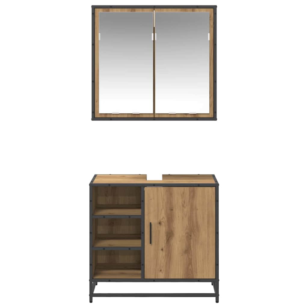 Set Mobili da Bagno 2 pz Rovere Sonoma in Legno Multistrato - immagine 7