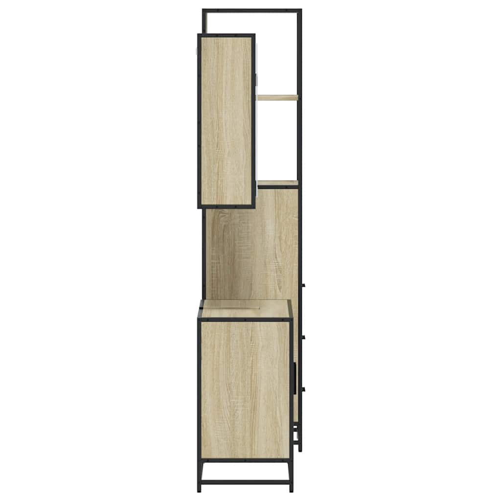 Set Mobili da Bagno 3 pz Rovere Sonoma in Legno Multistrato - immagine 5