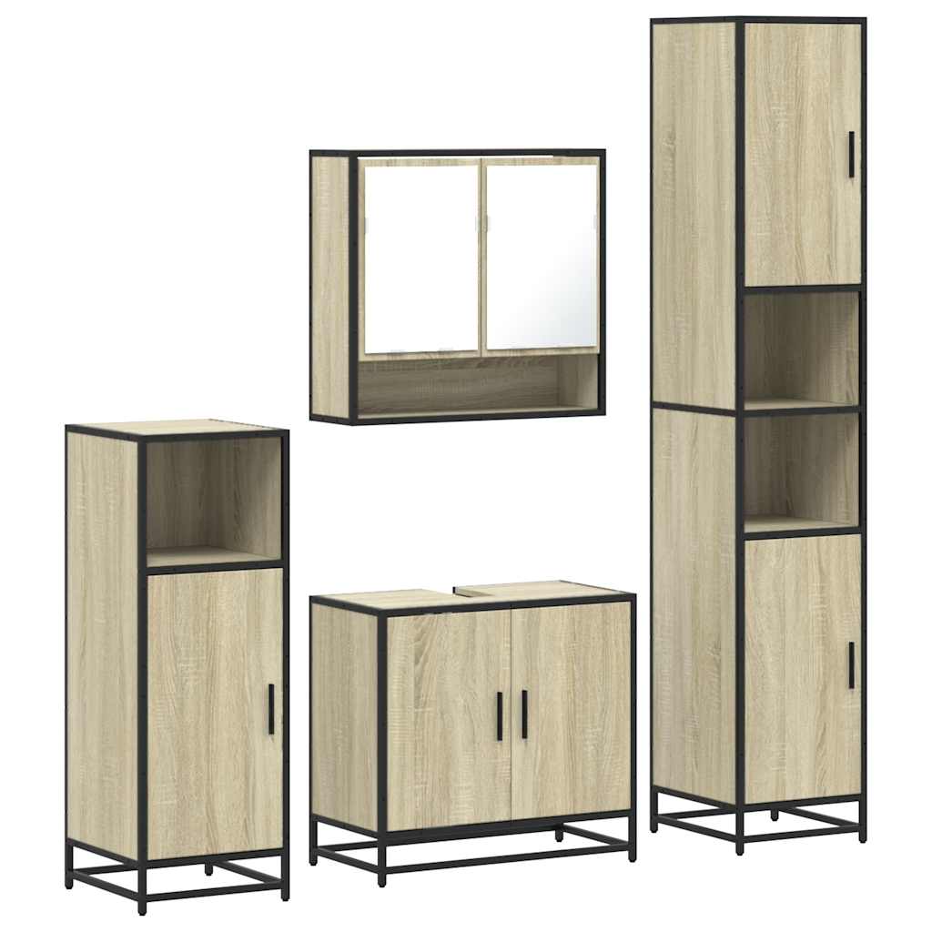 Set di mobili per il bagno 4 pcs Rovere Nero Legno multistrato - immagine 2