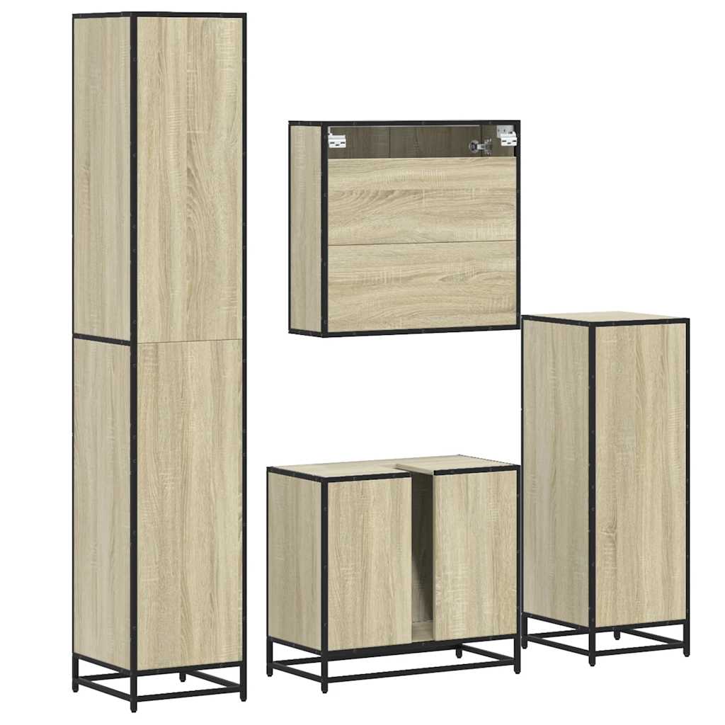 Set di mobili per il bagno 4 pcs Rovere Nero Legno multistrato - immagine 7
