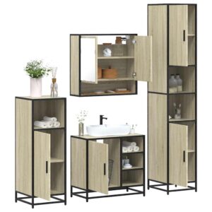 Set Mobili da Bagno 4 pz Rovere Sonoma in Legno Multistrato