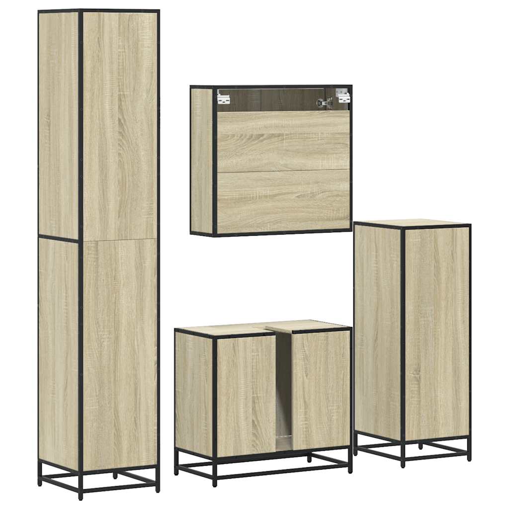 Set Mobili da Bagno 4 pz Rovere Sonoma in Legno Multistrato - immagine 7