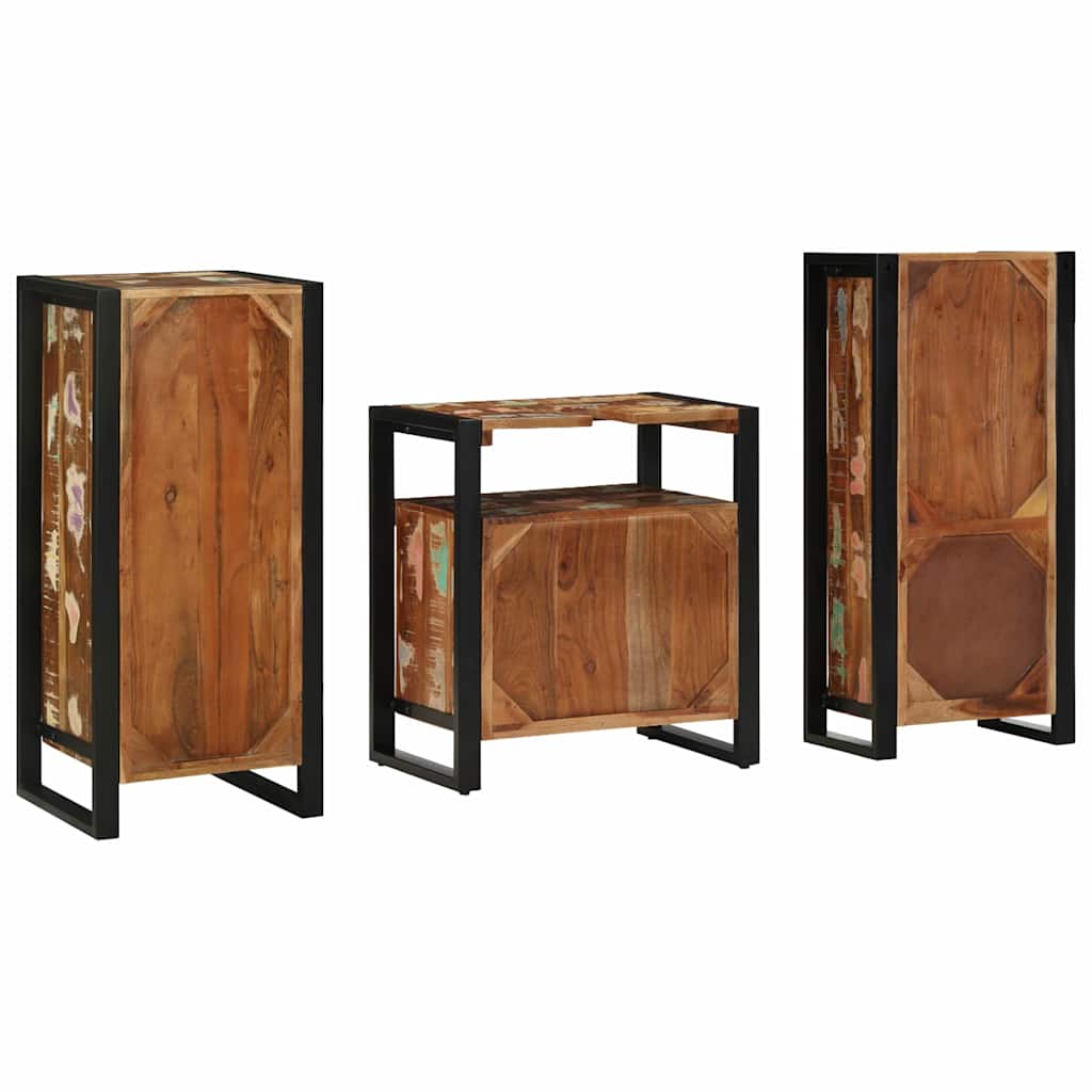Set di mobili per il bagno 3 pcs Legno Recuperato Massello - immagine 8