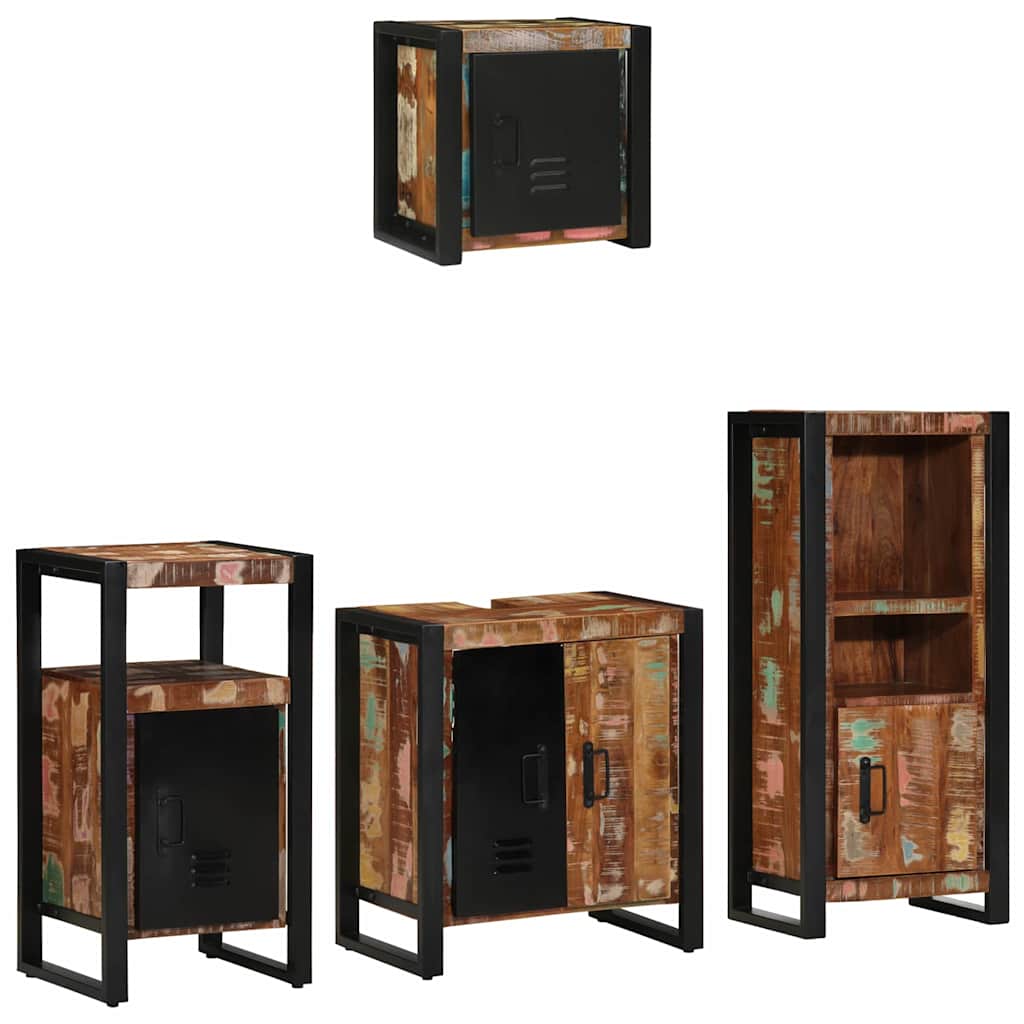 Set di mobili per il bagno 4 pcs Legno Recuperato Massello - immagine 3