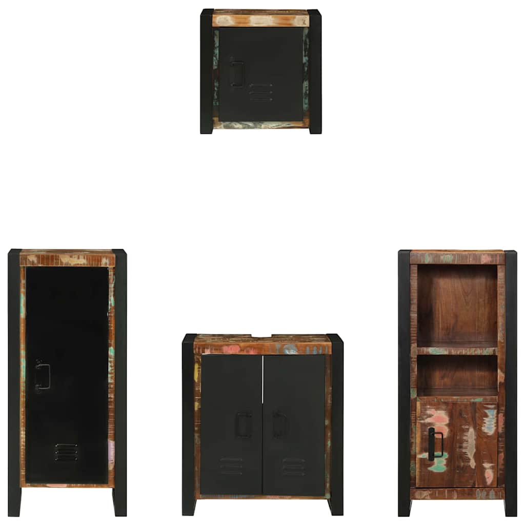 Set di mobili per il bagno 4 pcs Legno Recuperato Massello - immagine 8