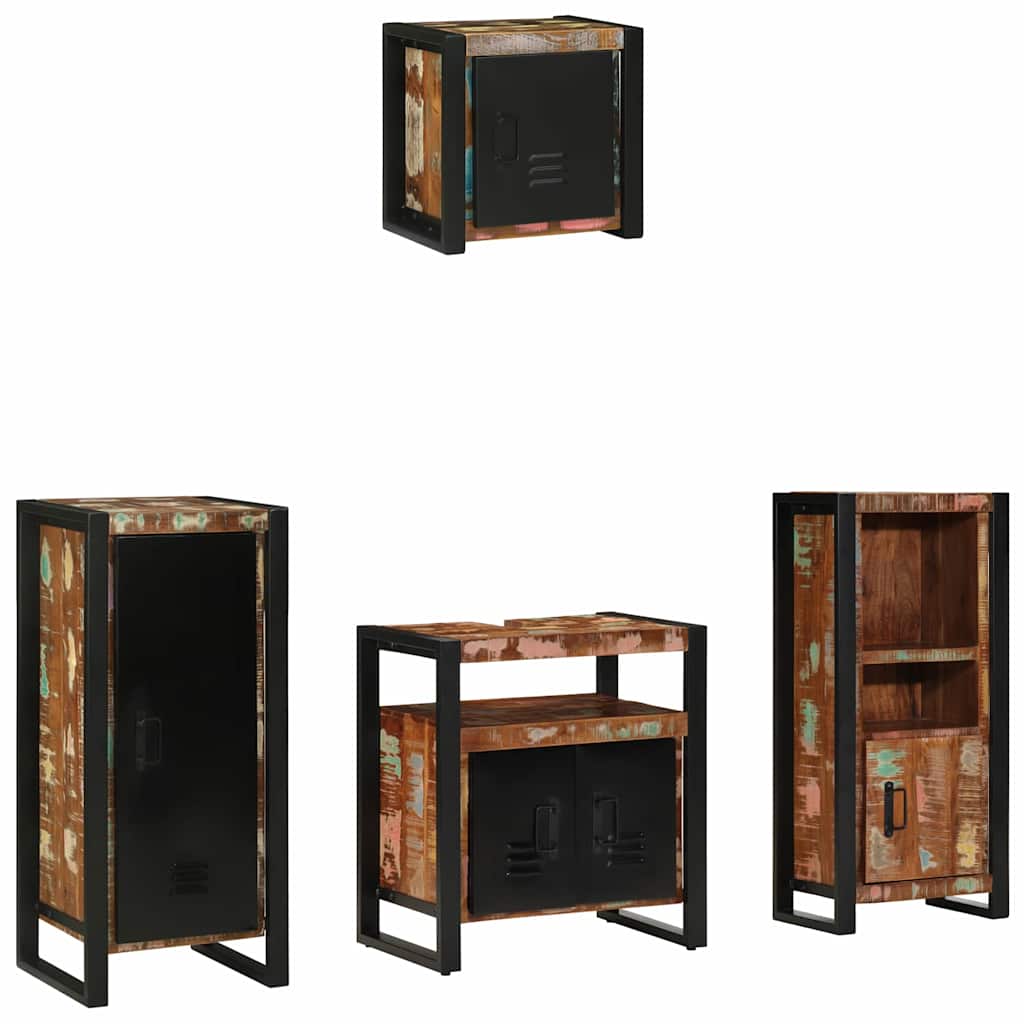 Set di mobili per il bagno 4 pcs Legno Recuperato Massello - immagine 2