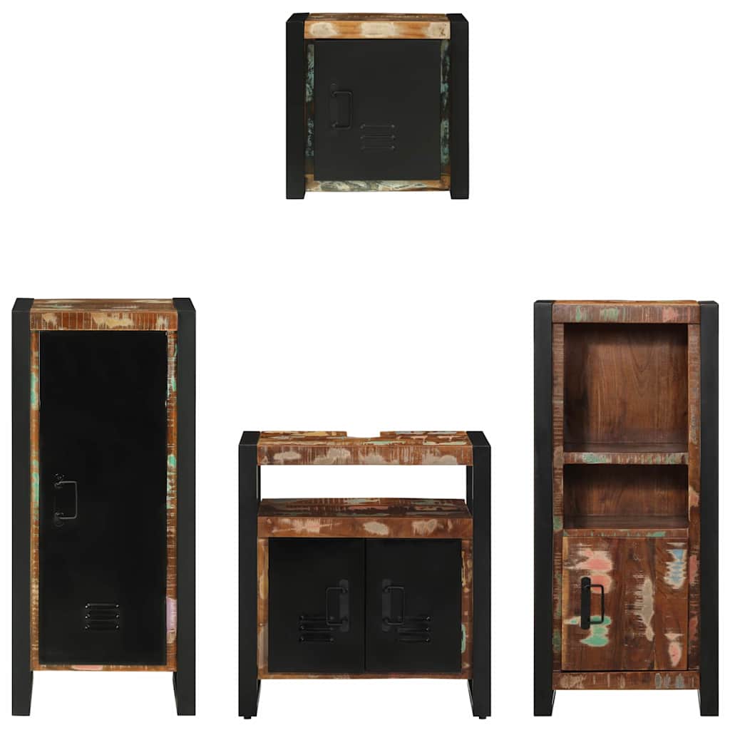 Set di mobili per il bagno 4 pcs Legno Recuperato Massello - immagine 8
