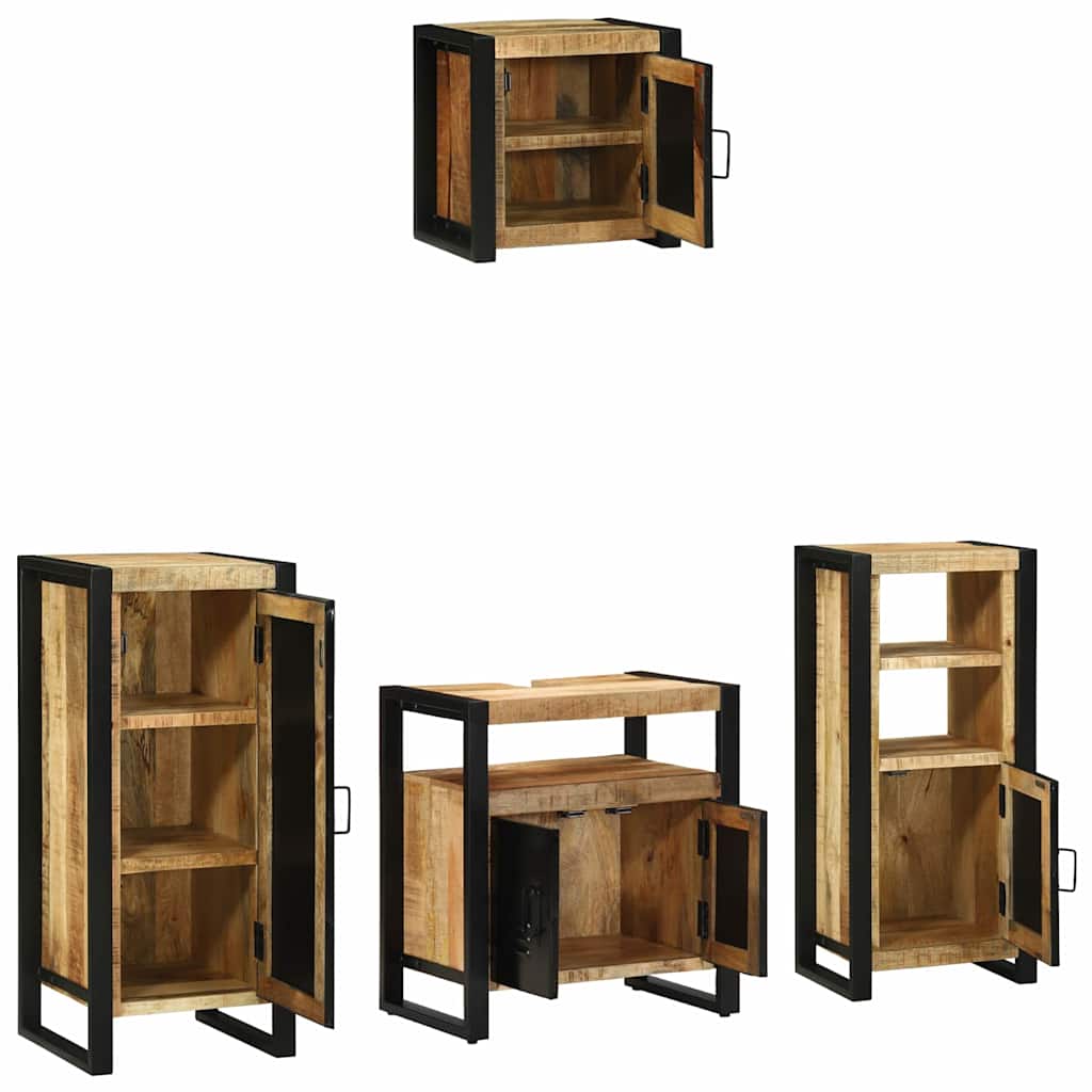 Set di mobili per il bagno 4 pcs Legno di mango massello - immagine 3