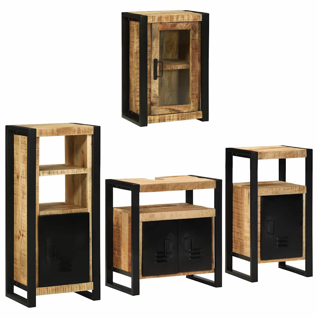 Set di mobili per il bagno 4 pcs Legno di mango massello - immagine 3